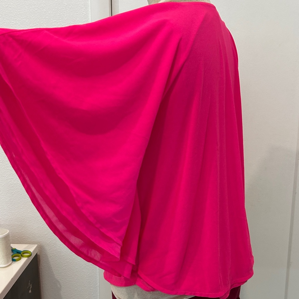 Jennifer Lopez Hot Pink Double Layered Bat Wing Blouse |Size Large - Picture 6 of 11